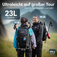 Otaro Túrahátizsák 20L - Szellőző Hátrendszerrel és Esővédővel, Unisex Túratáska Kiránduláshoz, Fekete Hátizsák Napi Túrákhoz 2