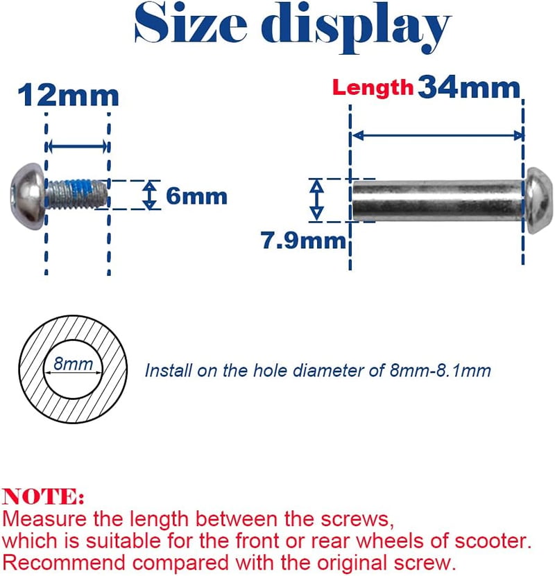 OTFAITP 24-120 mm M8 csavarok csere robogó kerekekhez, kerekesszék összecsukható asztal szék javításhoz