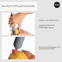 OTOTO Sir Peels gulja za povrće - guljač krumpira i voća s rotirajućom oštricom od nehrđajućeg čelika, siva ergonomska drška 8