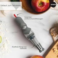 OTOTO Sir Peels gulja za povrće - guljač krumpira i voća s rotirajućom oštricom od nehrđajućeg čelika, siva ergonomska drška 3