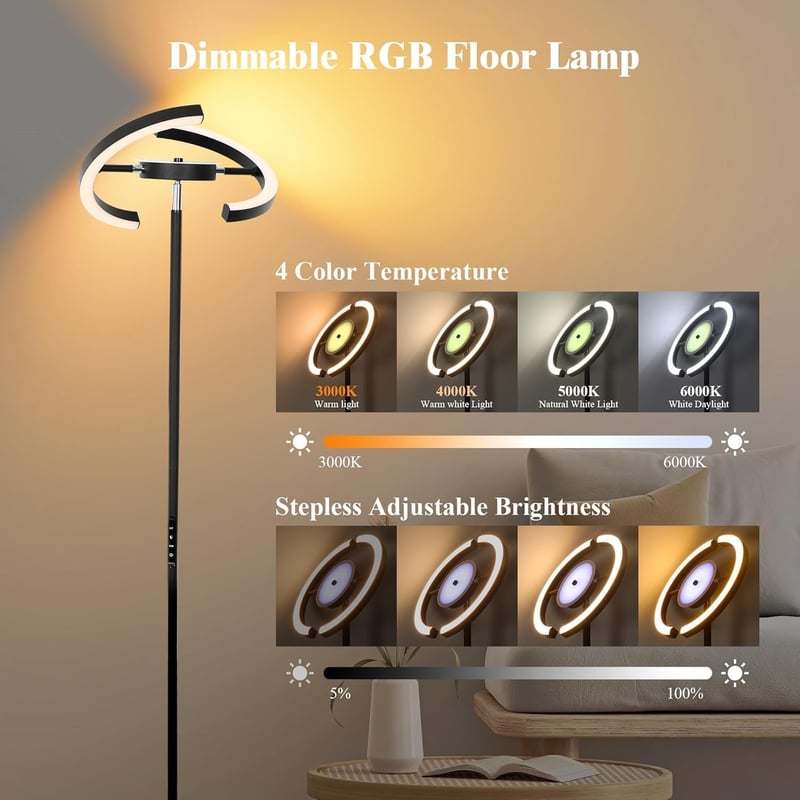 OTREN LED Álló Lámpa RGB Dimmer Távirányítóval 182cm