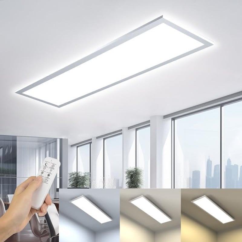 OTREN LED Mennyezeti Panel 100x25 cm - Szabályozható Fényerejű Téglalap Alakú Lámpa Távirányítóval, 36W, 3200lm, 3000K-6000K, Napfény Hatás,