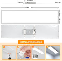 OTREN LED Mennyezeti Panel Lámpa 120x30 cm, 40W Szabályozható Fényerő, 2800K-6000K Távirányítóval, Ultralapos Ezüst Világítás Nappaliba, Kon 5