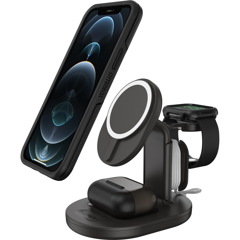Nabíjacia stanica OtterBox 3 v 1 s MagSafe na bezdrôtové nabíjanie pre iPhone, AirPods Pro a Apple Watch, so silným magnetickým uchytením, čierna