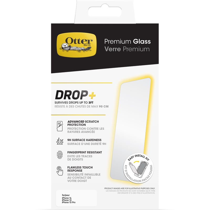Ochranné tvrdené sklo OtterBox Premium pre iPhone 17, 16, 14, 13, 13 Pro, odolné voči poškriabaniu, s antimikrobiálnou ochranou, odolnosť voči pádu z výšky 0,9 m