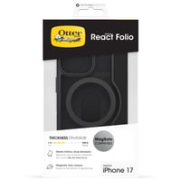 Puzdro OtterBox React Folio MagSafe pre iPhone 17 Pro, priehľadná/čierna farba, magnetické knižkové puzdro 6