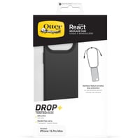 Obal OtterBox React Necklace MagSafe pre iPhone 15 Pro Max, vojenský štandard, odnímateľná šnúrka na krk – čierny 5