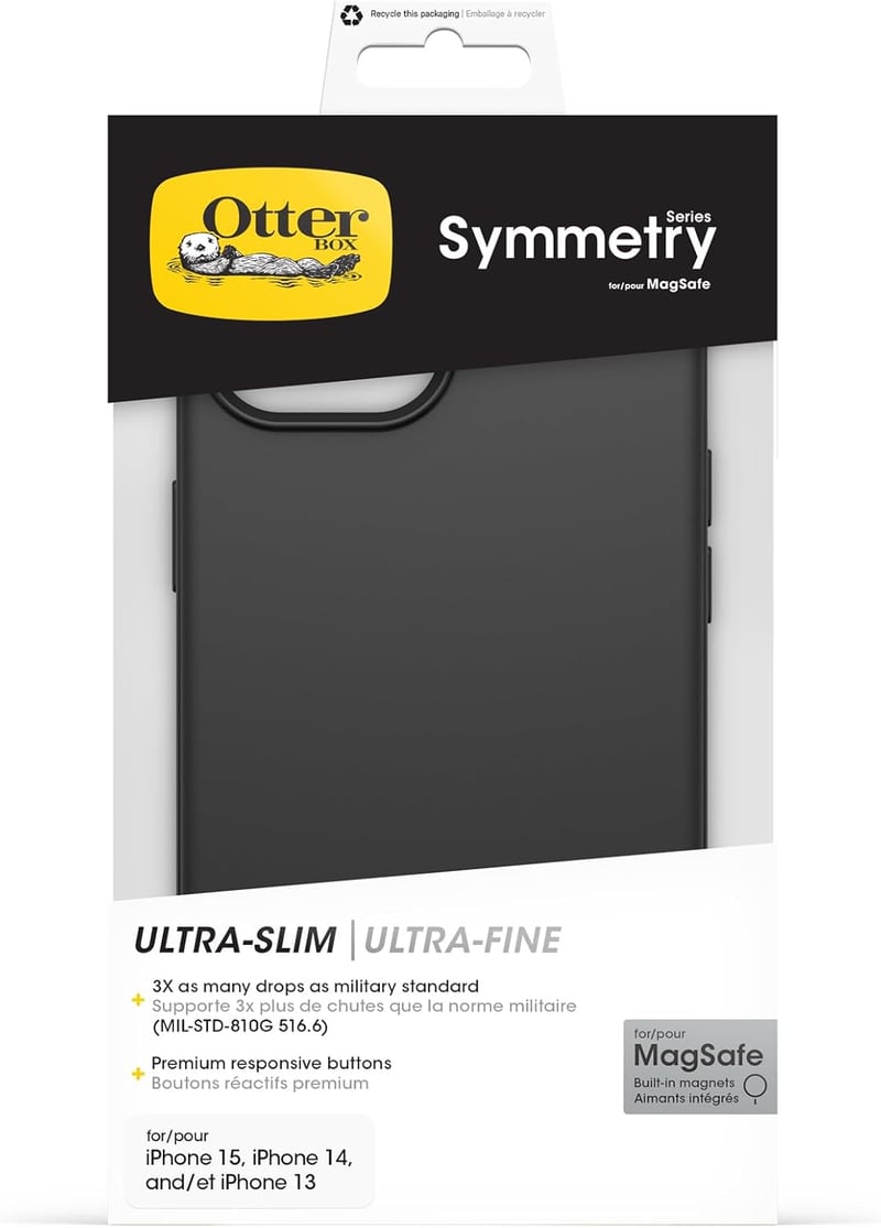 OtterBox Symmetry MagSafe iPhone 15/14/13 ütésálló védőtok fekete - iPhone 16e / 15 / 14 / 13, black, Case