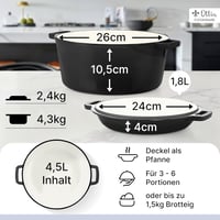 Ottia öntöttvas kenyérsütő edény 26cm, indukciós, sütőbiztos, 5L 5