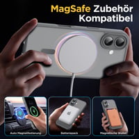 Oududianzi puzdro na iPhone 17 kompatibilné s MagSafe, priehľadný matný PC zadný kryt a TPU silikónový ochranný obal, ochrana fotoaparátu, odolné voči poškriabaniu, nárazuvzdorné, titánovo sivá 3