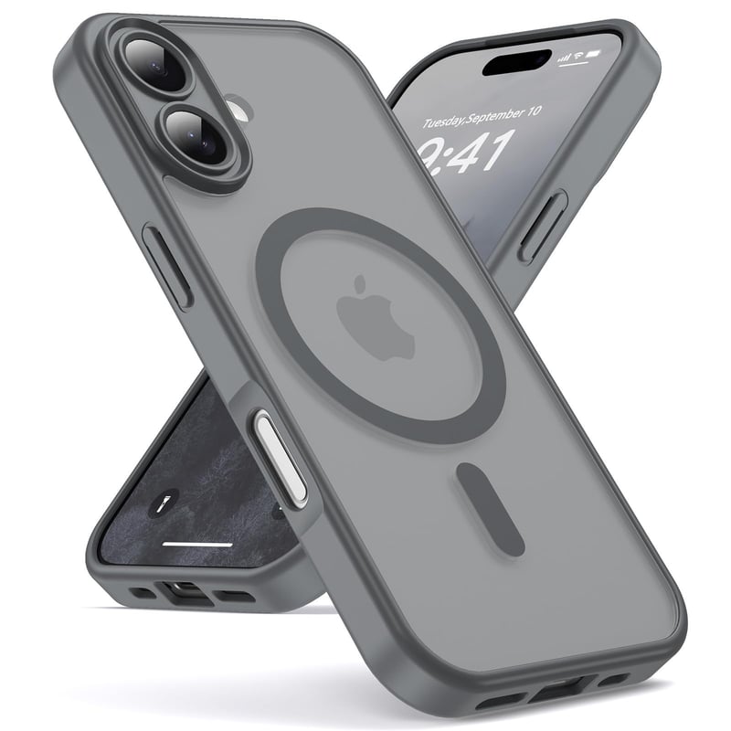 Oududianzi puzdro na iPhone 17 kompatibilné s MagSafe, priehľadný matný PC zadný kryt a TPU silikónový ochranný obal, ochrana fotoaparátu, odolné voči poškriabaniu, nárazuvzdorné, titánovo sivá