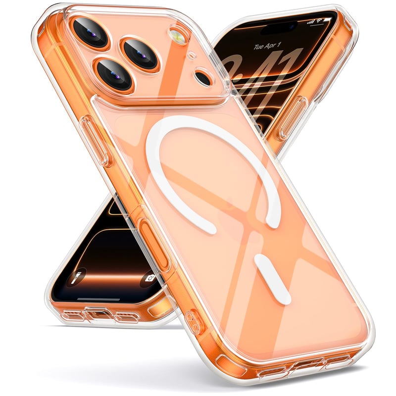 Oududianzi kryt na iPhone 17 Pro Max kompatibilný s MagSafe, priehľadný PC/TPU - čierny