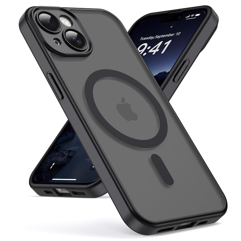 Magnetický kryt Oududianzi na iPhone 15, kompatibilný s MagSafe, čierna farba