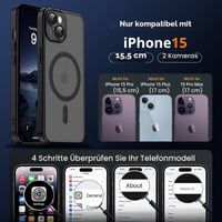 Magnetický kryt Oududianzi na iPhone 15, kompatibilný s MagSafe, čierna farba 2