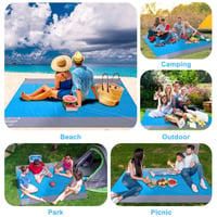 Pieskovzdorná plážová deka OUGEP 200x230 cm, nepremokavá pikniková deka modro-sivá, so 4 kotviacimi kolíkmi, na pláž, turistiku, kempovanie a vonkajšie použitie 6