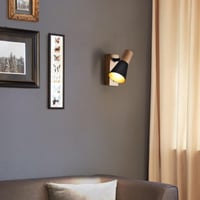 Ouglres Vintage zidna svjetiljka s prekidačem, crni aluminijski abažur, zakretna, E14, drveni dekor, za spavaću sobu, dnevni boravak, hodnik, 1 kom 9