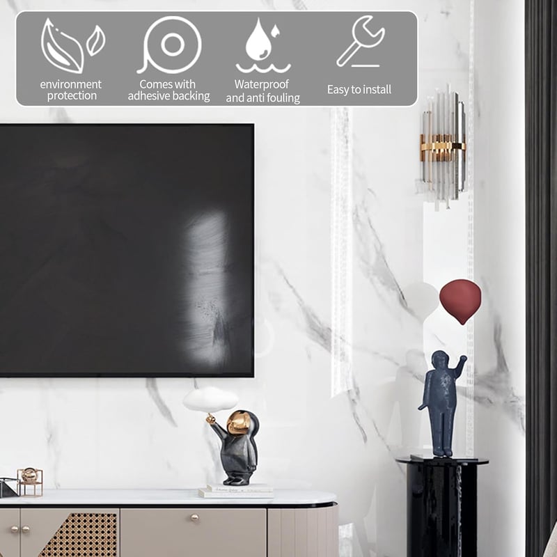 OUGPIU Márványhatású Konyhai Falburkolat Öntapadós PVC Csempe 60cm x 3m