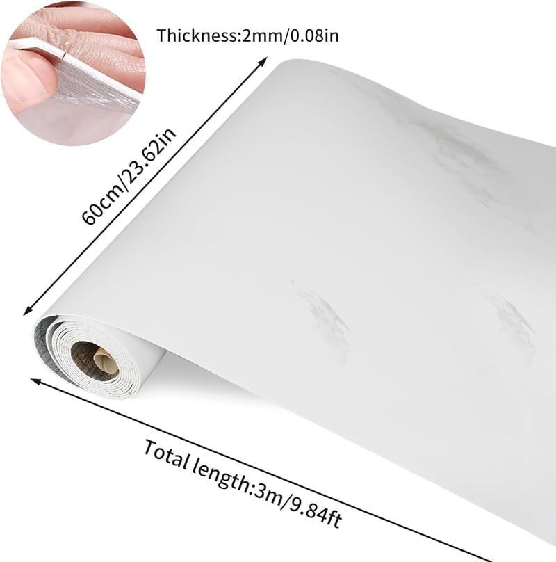 OUGPIU Márványhatású Konyhai Falburkolat Öntapadós PVC Csempe 60cm x 3m