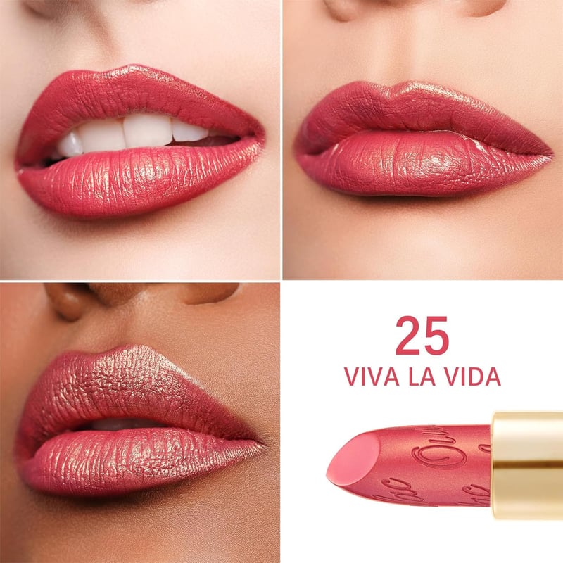 OULAC Metallic Fuchsia Rúzs 3D Fénnyel, Hosszantartó Intenzív Szín, Vegán Formula, 4.3g
