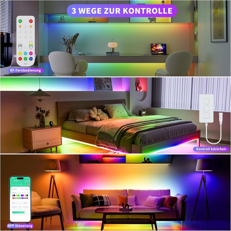 OULARA Okos RGB LED Szalag 6m 24V Címezhető COB Fénycsík WiFi Vezérlővel Alexa Kompatibilis App Irányítás Hálószoba Parti Dekoráció