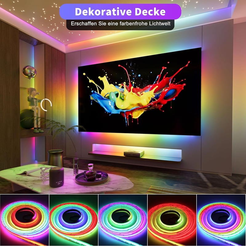 OULARA Okos RGB LED Szalag 6m 24V Címezhető COB Fénycsík WiFi Vezérlővel Alexa Kompatibilis App Irányítás Hálószoba Parti Dekoráció