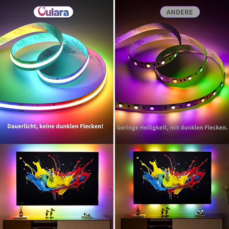 OULARA Okos RGB LED Szalag 6m 24V Címezhető COB Fénycsík WiFi Vezérlővel Alexa Kompatibilis App Irányítás Hálószoba Parti Dekoráció