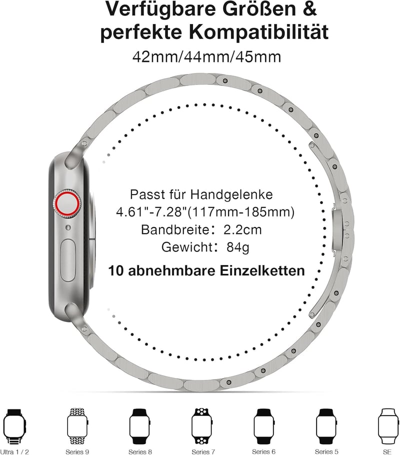 OULUOQI Apple Watch fém szíj 38-49mm rozsdamentes acél uniszex