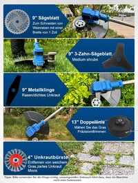 Oumeitu Akkus fűnyíró fűkasza Makita akkumulátorhoz 5 az 1-ben ecset és 5 pengetípus kefe nélküli 90 fokos fejjel kertápoláshoz 4