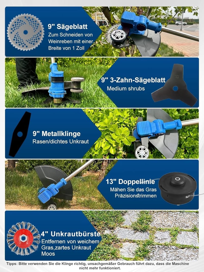 Oumeitu Akkus fűnyíró fűkasza Makita akkumulátorhoz 5 az 1-ben ecset és 5 pengetípus kefe nélküli 90 fokos fejjel kertápoláshoz