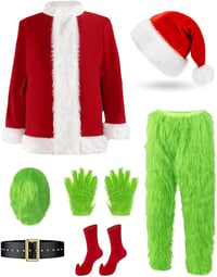 Oumeitu Zöld Mikulás Jelmez Cosplay Ruha Felnőtteknek 1