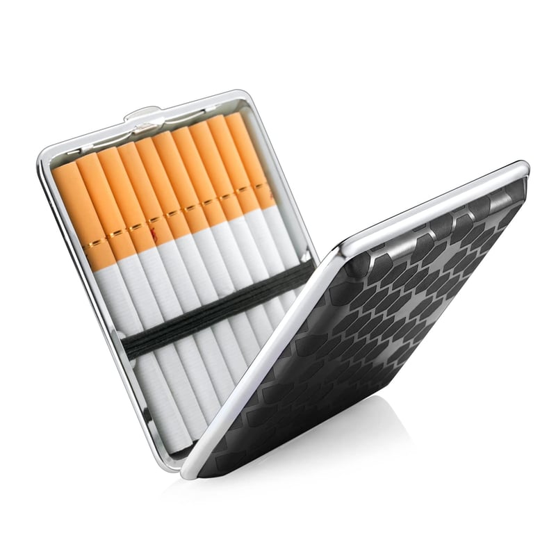 Oumezon PU bőr cigarettatartó fém 20 szál-hez, 6 szín, rugalmas zárral