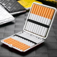 Oumezon PU bőr cigarettatartó fém 20 szál-hez, 6 szín, rugalmas zárral 4