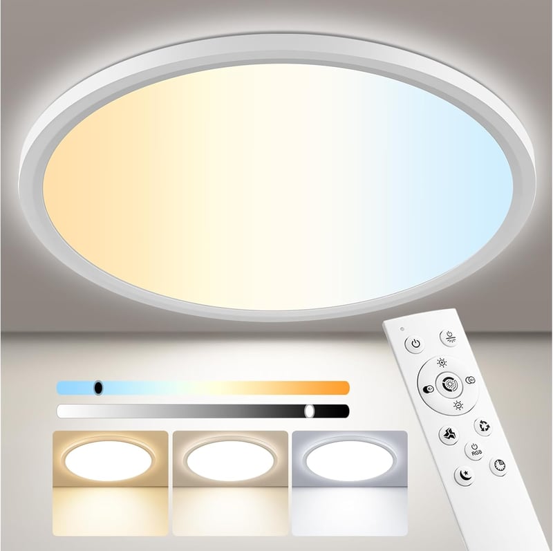Oumida LED mennyezeti lámpa 30cm dimmelhető távirányítóval, 24W, 2700-6500K