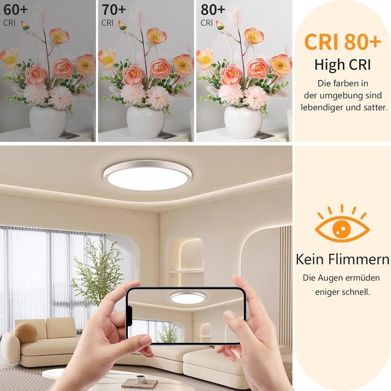 Oumida LED mennyezeti lámpa 30cm dimmelhető távirányítóval, 24W, 2700-6500K