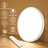 Oumida LED mennyezeti lámpa 30cm dimmelhető távirányítóval, 24W, 2700-6500K 3