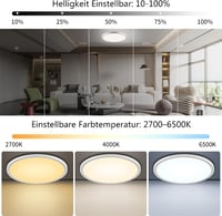 Oumida LED mennyezeti lámpa 30cm dimmelhető távirányítóval, 24W, 2700-6500K 2