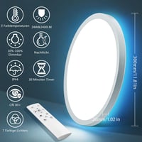 Oumida LED mennyezeti lámpa RGB távirányítóval, 24W, dimmelhető, kerek, hálószoba nappali fürdőszoba 2