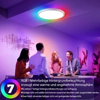 Oumida LED mennyezeti lámpa RGB távirányítóval, 24W, dimmelhető, kerek, hálószoba nappali fürdőszoba 4