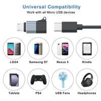 Adaptér Oumida USB-C na Micro USB, sivý, 3-kusové balenie, USB-C samica na Micro USB samec, kompatibilný so Samsung J6/J5/S7/S6 a Huawei Y7/Y6/P8 Lite 6