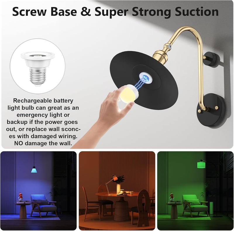 Oumida USB-C töltős E27 RGB LED izzó távirányítóval, mágneses noodli fénnyel