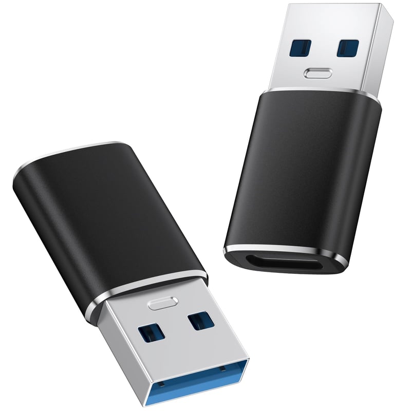 Oumida USB – adaptér USB-C (2 ks) kompatibilný s iPhone 16, 16e, 15, 14 Pro Max, iPad 10, Mini 7, Air 6, Apple Watch a Samsung Galaxy S25, čierny