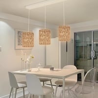 Oungy 2db Rattan Lámpaernyő Natúr Boho Függőlámpa Asztali és Álló Lámpa 7