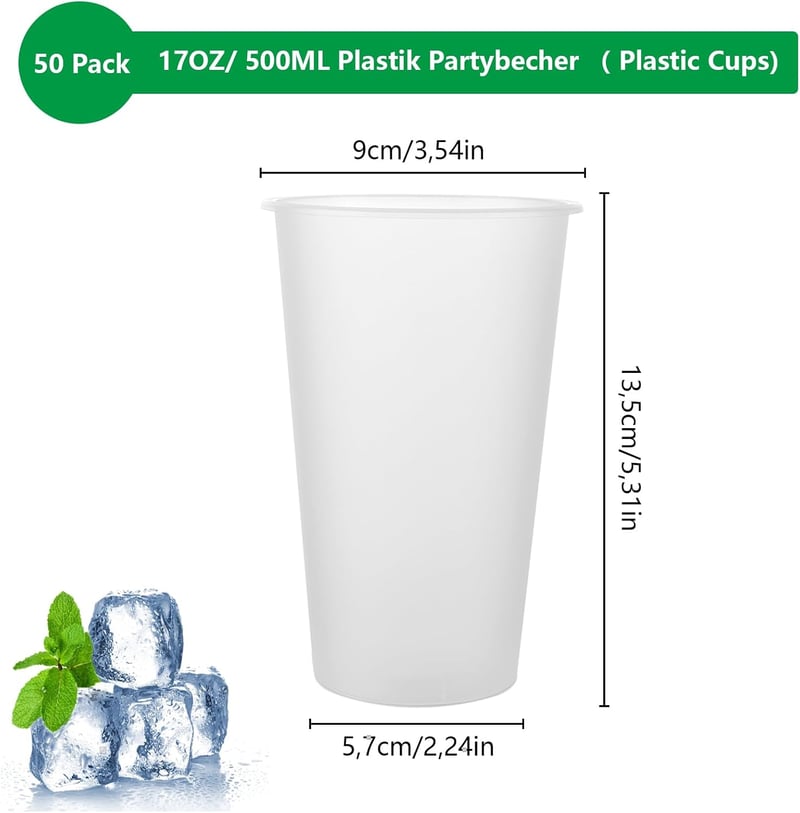 Oungy 50 db 0,5 literes átlátszó műanyag pohár szett
