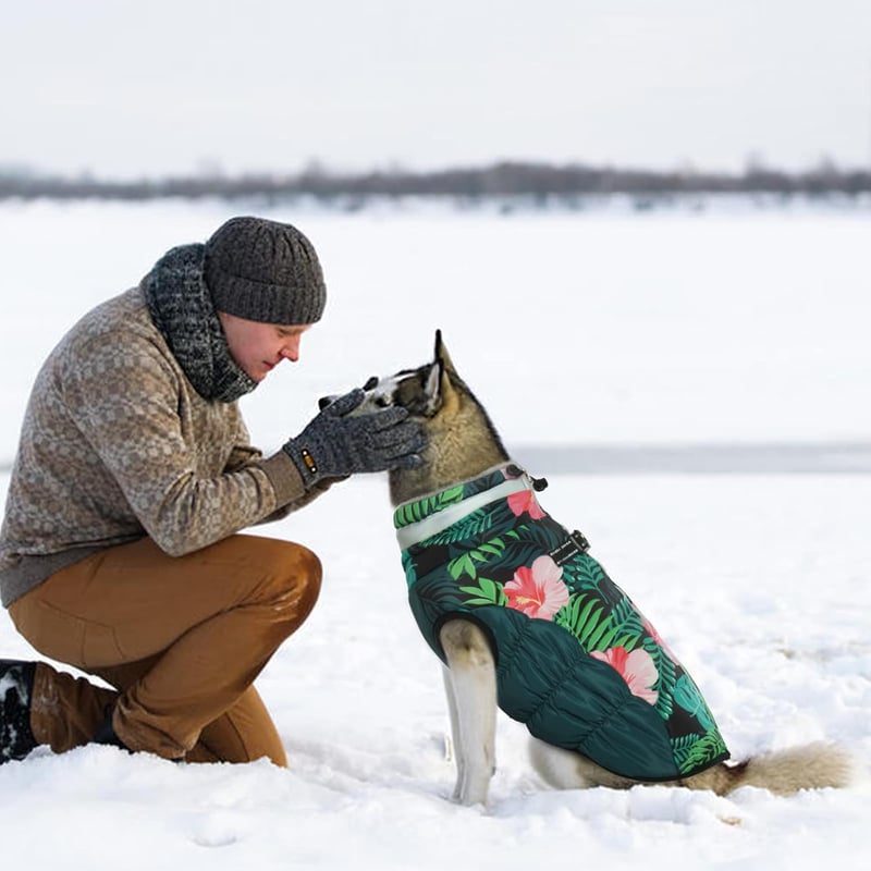 OUOBOB Kutyakabát Nagy Kutyáknak XXXL Méret, Vízálló Téli Bundazsák Cipzárral, Kék Színű Meleg Kabát Labrador German Shepherd Fajtákhoz