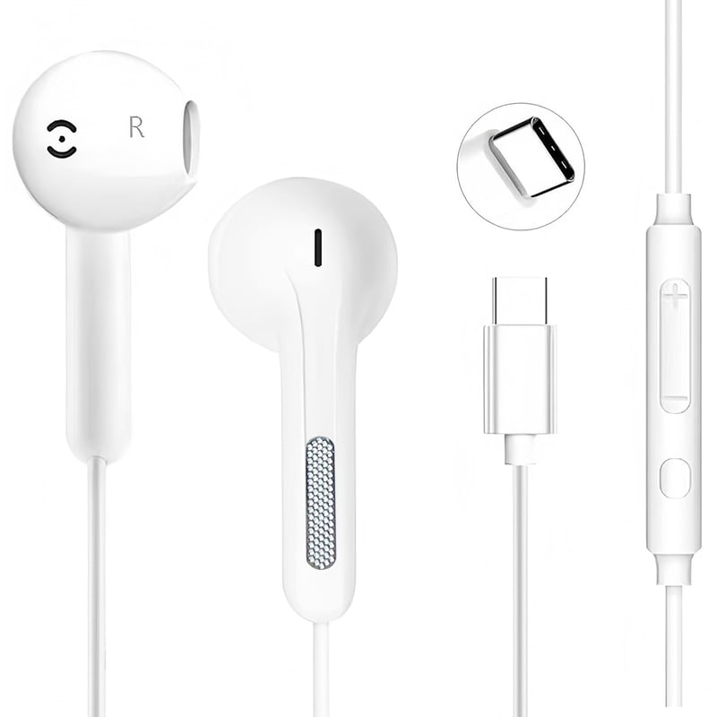USB-C slúchadlá OURWORTL s mikrofónom, káblový in-ear headset pre iPhone 16, 17, 15 Plus, Samsung Galaxy S23, S22, S21 FE