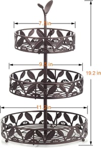 Ouseen 3 Szintes Gyümölcskosár Konyhába - Kivehető Fém Tárolókosarak Zöldségeknek, Gyümölcsöknek - Matt Fekete Állvány Konyhapultra, Étkezőa 7