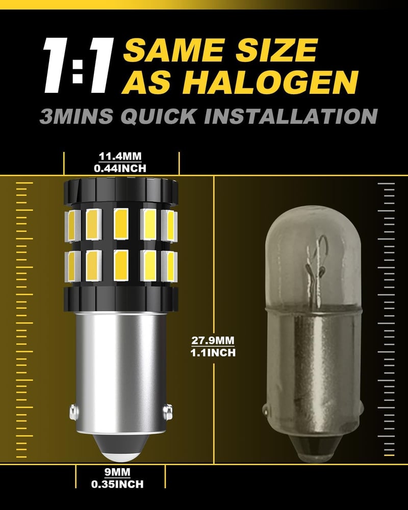 OUSHI BA9S LED izzó 6500K xenon fehér 12V 24V autó beltér világítás 4db