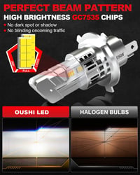 OUSHI H4 LED fényszóró izzó 6500K xenon fehér 20000LM Hi/Lo 2db 3