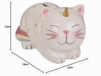 Keramická pokladnička Out of the Blue Unicorn Cat so zámkom, 17 cm, s motívom jednorožčej mačky 3