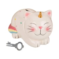 Keramická pokladnička Out of the Blue Unicorn Cat so zámkom, 17 cm, s motívom jednorožčej mačky 1
